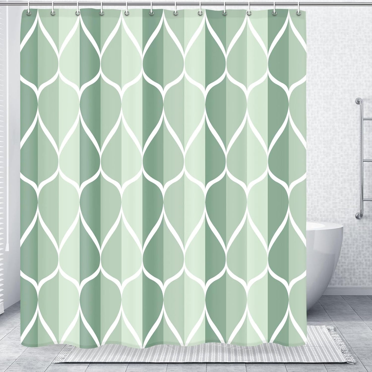 Grey Blend Geometric Shower Curtain for Bathroom, 72x72 Inch