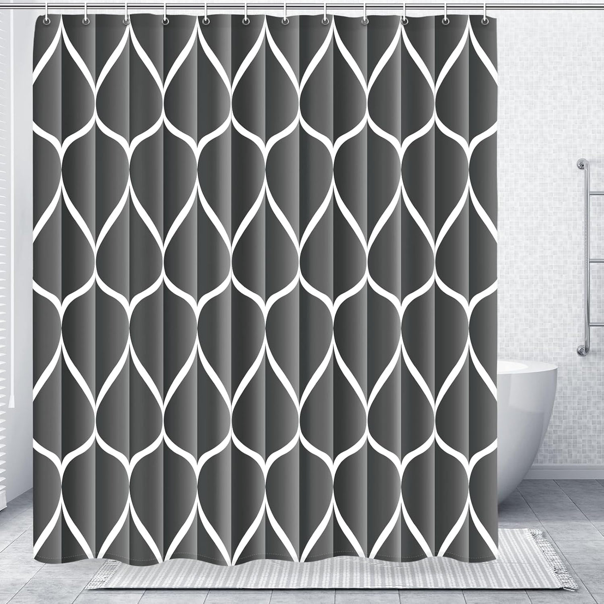 Grey Blend Geometric Shower Curtain for Bathroom, 72x72 Inch