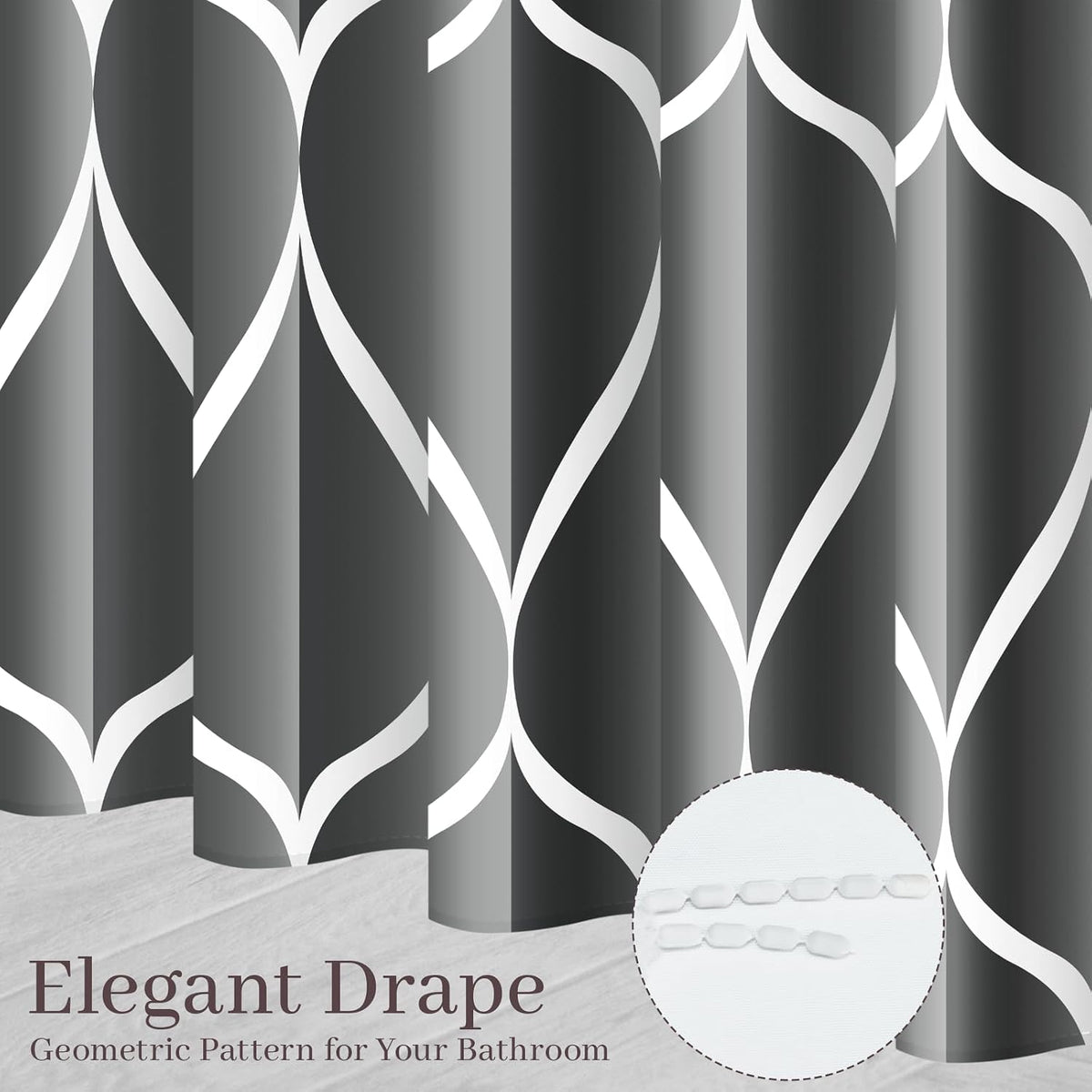 Grey Blend Geometric Shower Curtain for Bathroom, 72x72 Inch