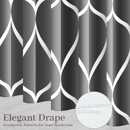 Grey Blend Geometric Shower Curtain for Bathroom, 72x72 Inch