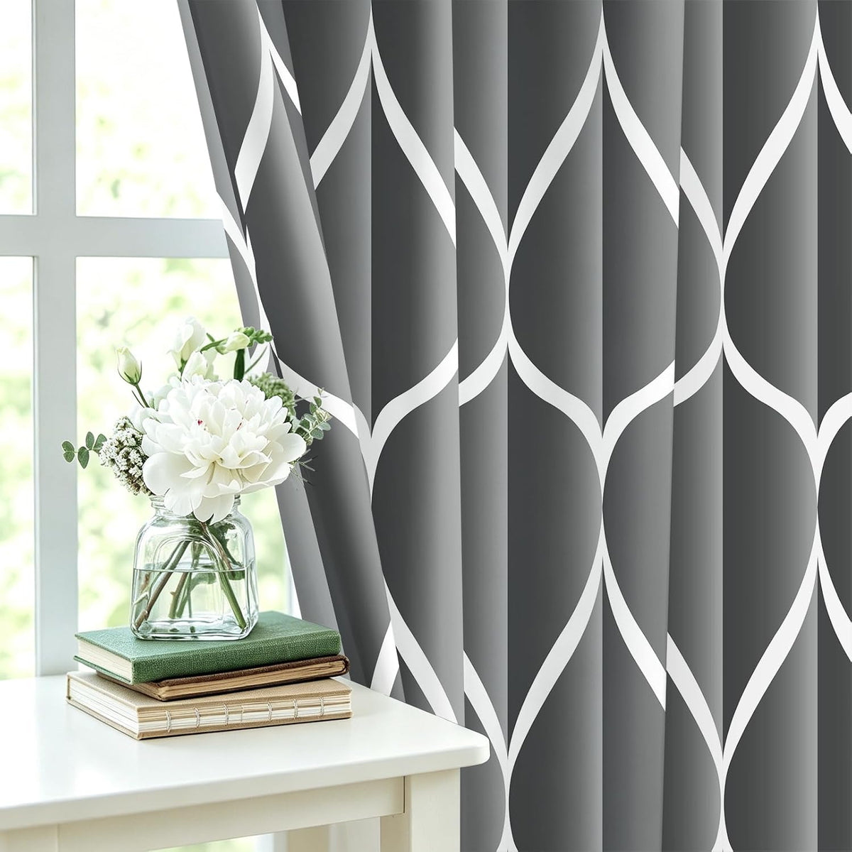 Grey Blend Geometric Shower Curtain for Bathroom, 72x72 Inch