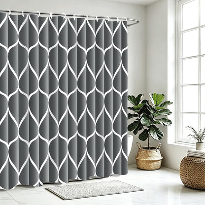 Grey Blend Geometric Shower Curtain for Bathroom, 72x72 Inch