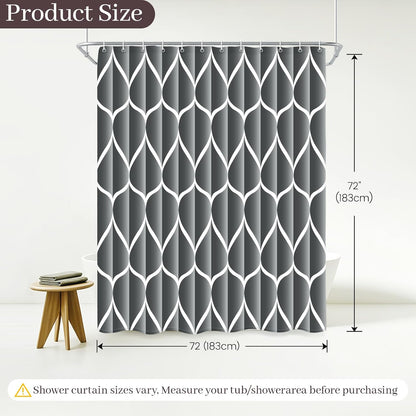 Grey Blend Geometric Shower Curtain for Bathroom, 72x72 Inch