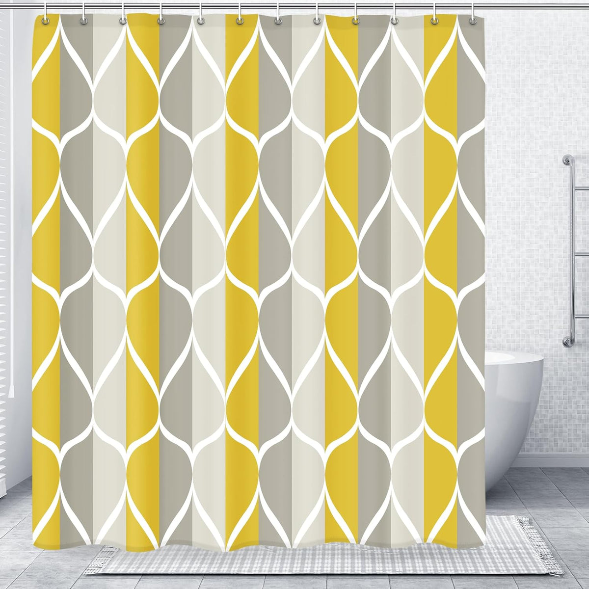 Grey Blend Geometric Shower Curtain for Bathroom, 72x72 Inch