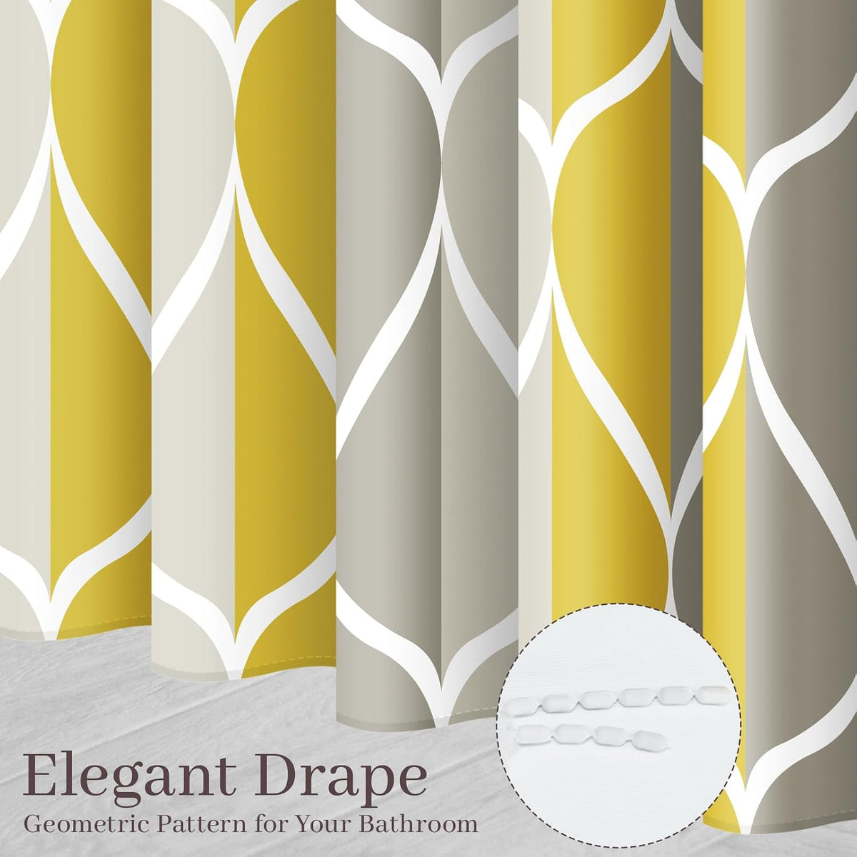 Grey Blend Geometric Shower Curtain for Bathroom, 72x72 Inch