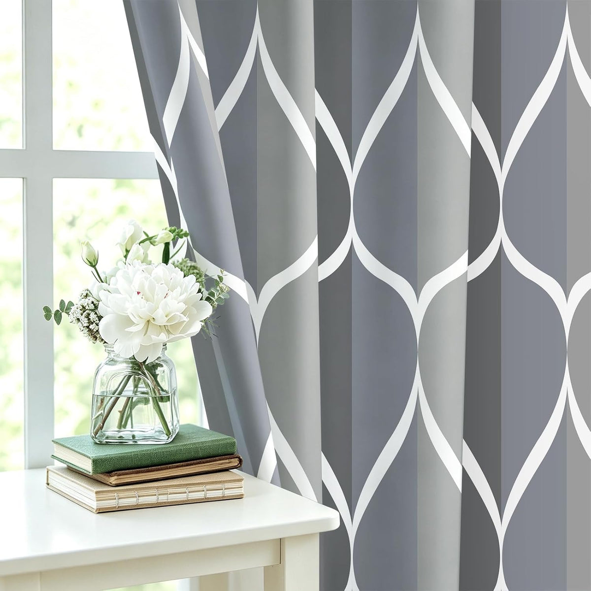 Grey Blend Geometric Shower Curtain for Bathroom, 72x72 Inch