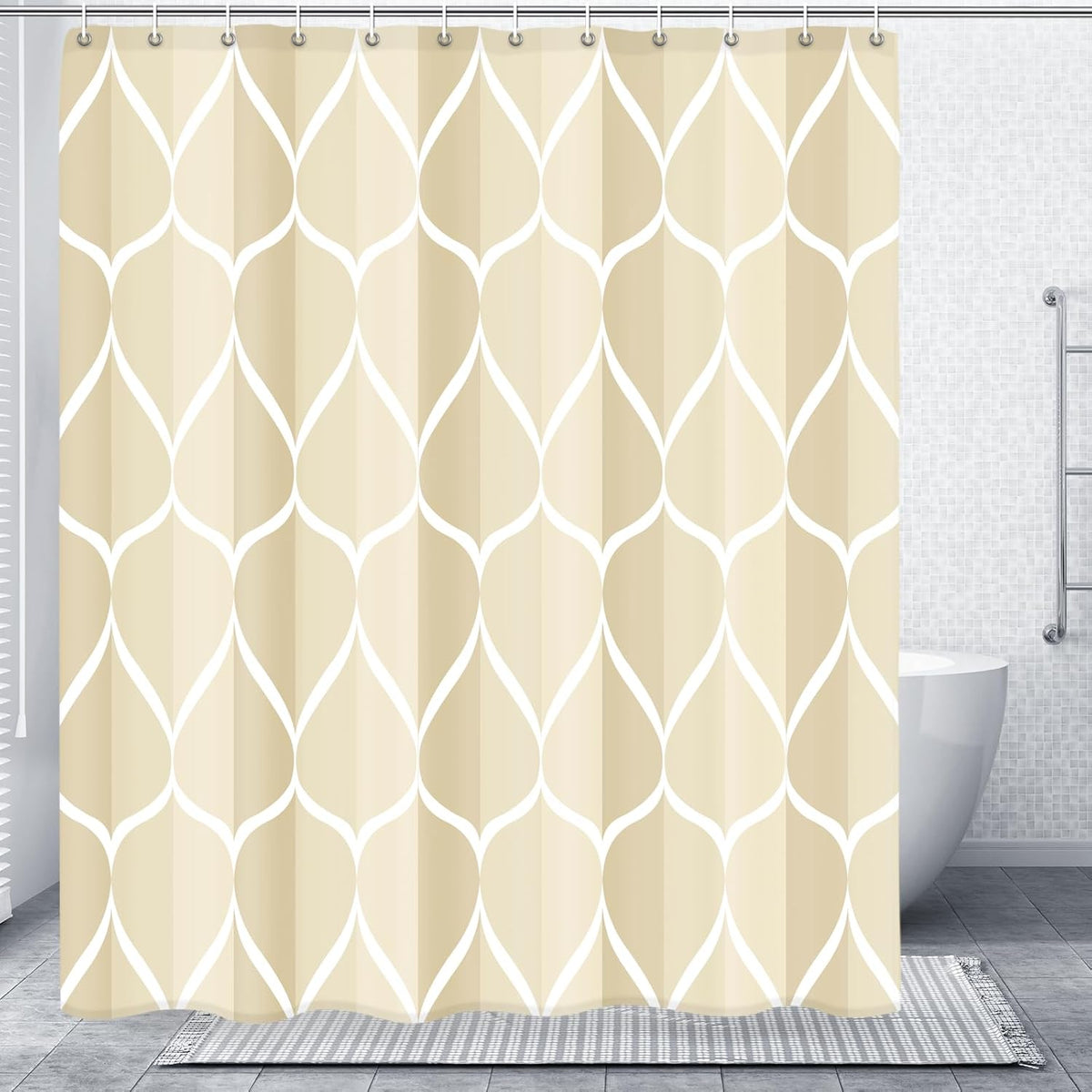 Grey Blend Geometric Shower Curtain for Bathroom, 72x72 Inch