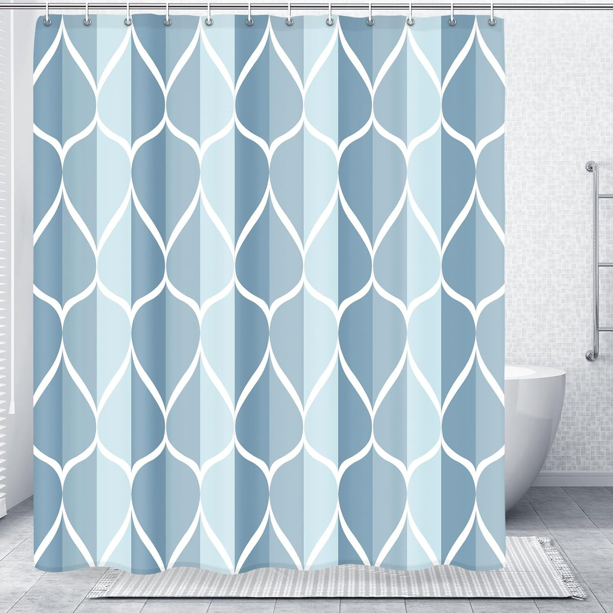 Grey Blend Geometric Shower Curtain for Bathroom, 72x72 Inch