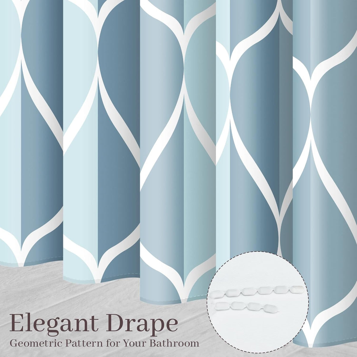 Grey Blend Geometric Shower Curtain for Bathroom, 72x72 Inch
