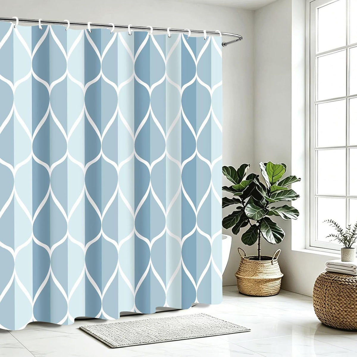 Grey Blend Geometric Shower Curtain for Bathroom, 72x72 Inch