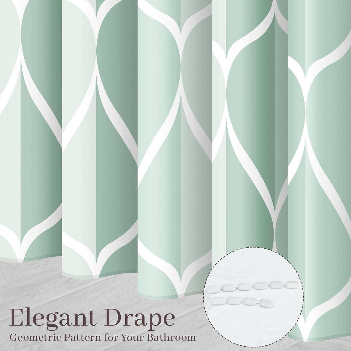 Grey Blend Geometric Shower Curtain for Bathroom, 72x72 Inch