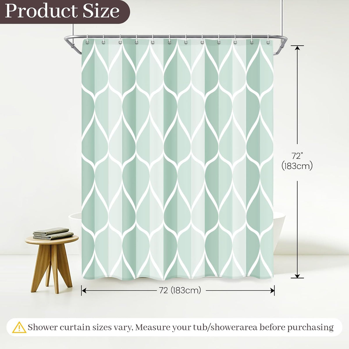 Grey Blend Geometric Shower Curtain for Bathroom, 72x72 Inch