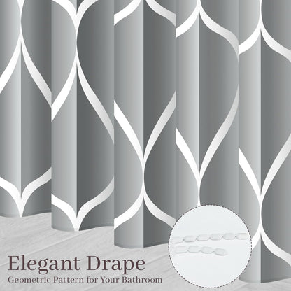 Grey Blend Geometric Shower Curtain for Bathroom, 72x72 Inch