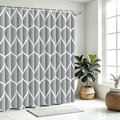 Grey Blend Geometric Shower Curtain for Bathroom, 72x72 Inch
