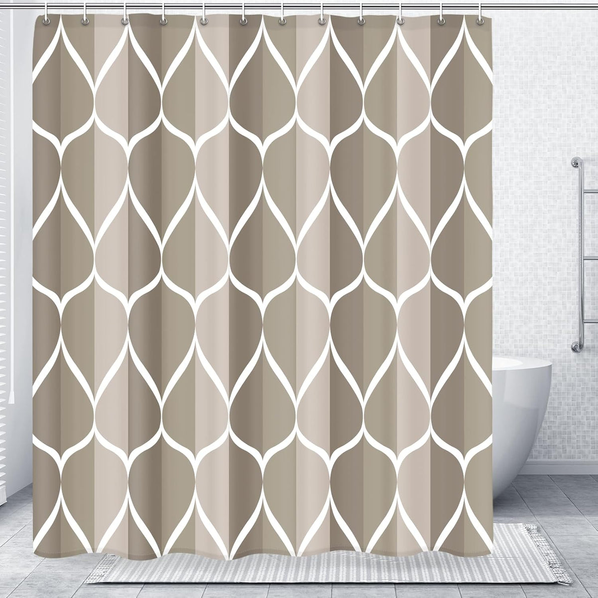Grey Blend Geometric Shower Curtain for Bathroom, 72x72 Inch