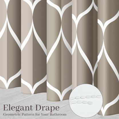 Grey Blend Geometric Shower Curtain for Bathroom, 72x72 Inch