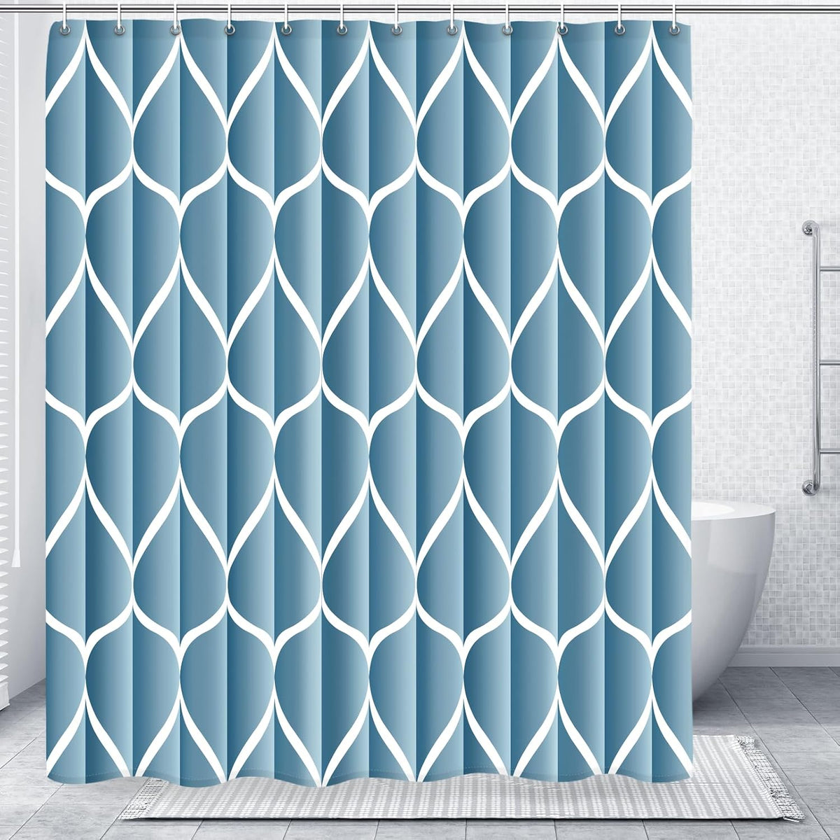 Grey Blend Geometric Shower Curtain for Bathroom, 72x72 Inch