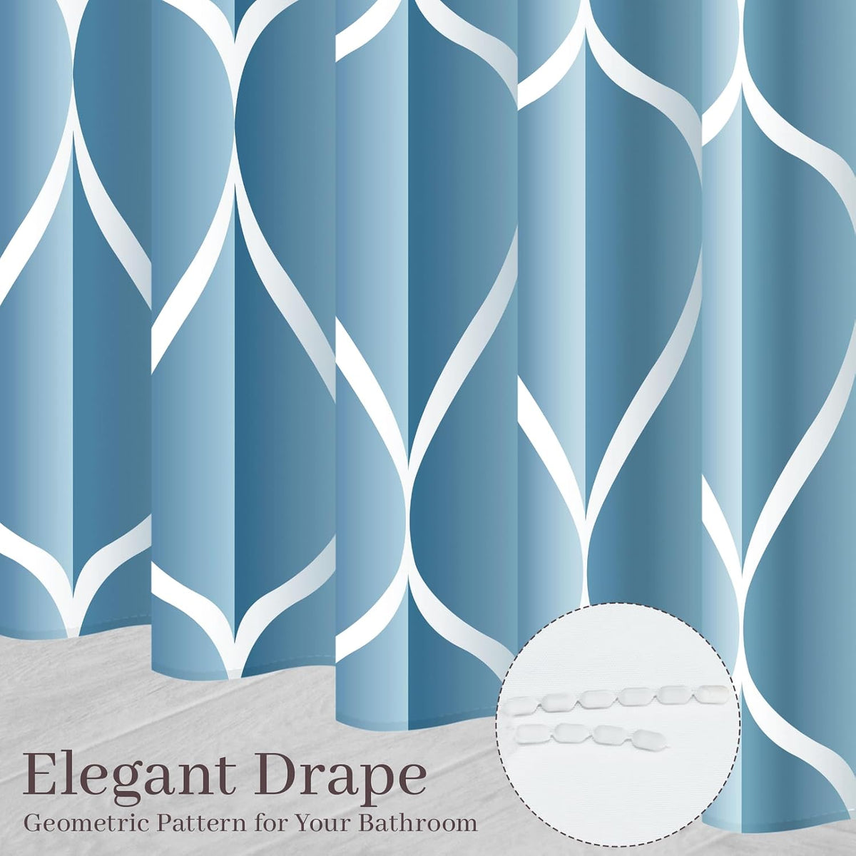 Grey Blend Geometric Shower Curtain for Bathroom, 72x72 Inch