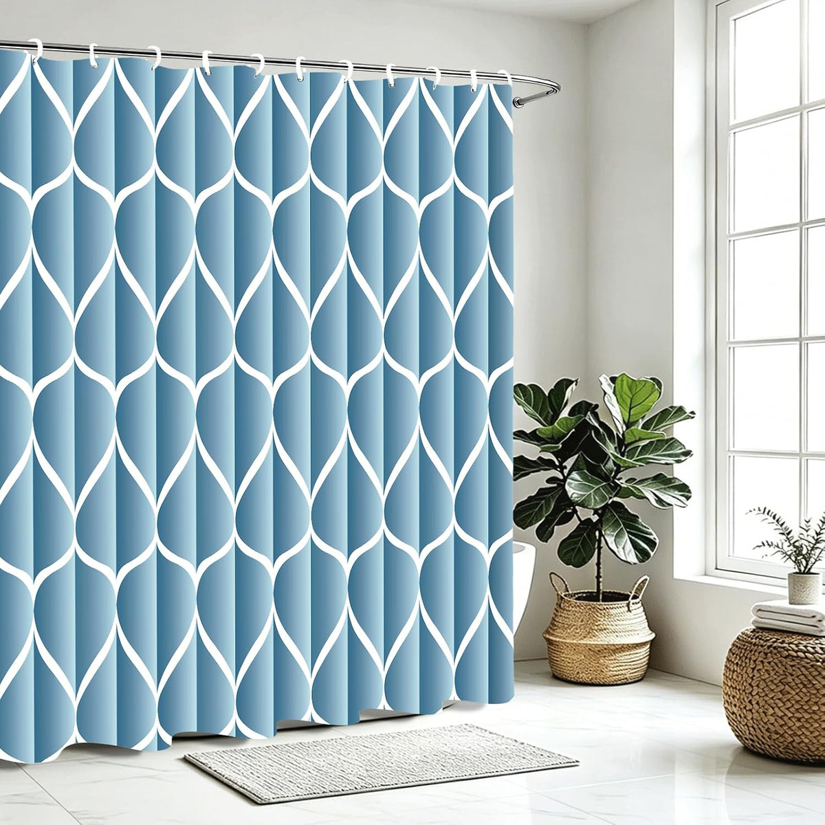 Grey Blend Geometric Shower Curtain for Bathroom, 72x72 Inch