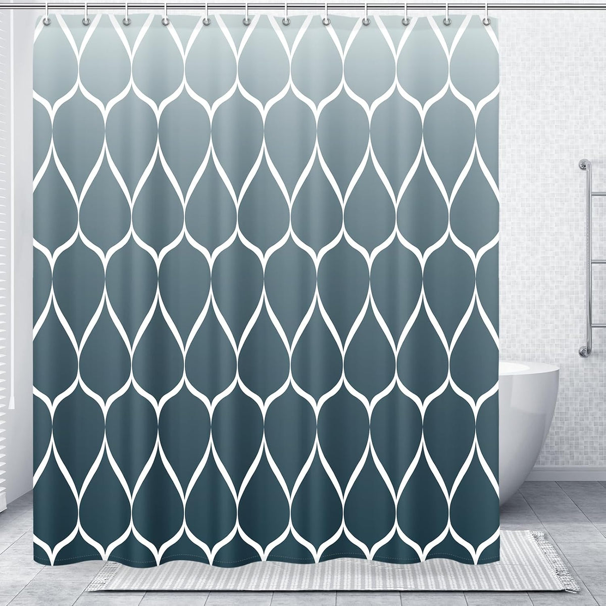 Grey Blend Geometric Shower Curtain for Bathroom, 72x72 Inch