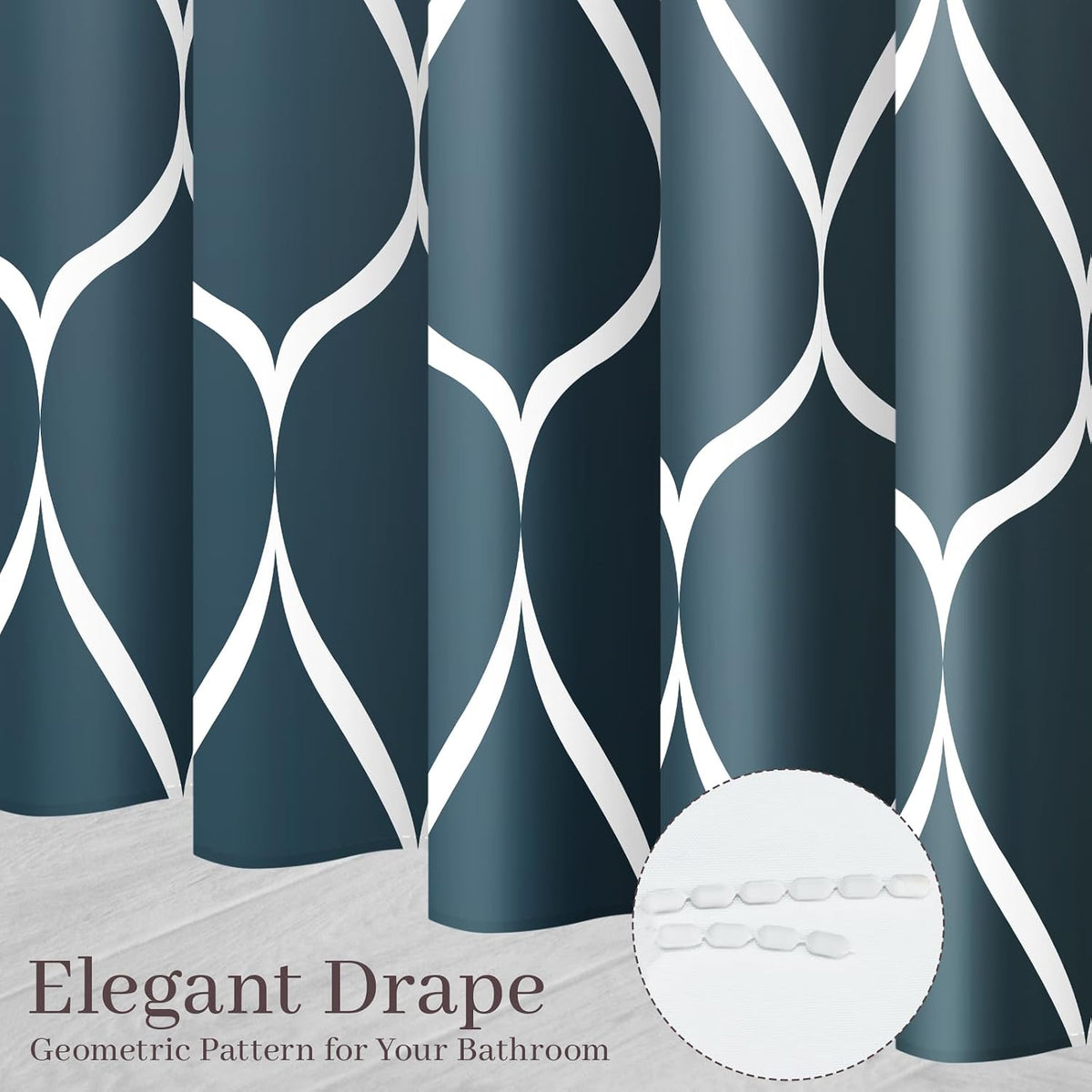 Grey Blend Geometric Shower Curtain for Bathroom, 72x72 Inch