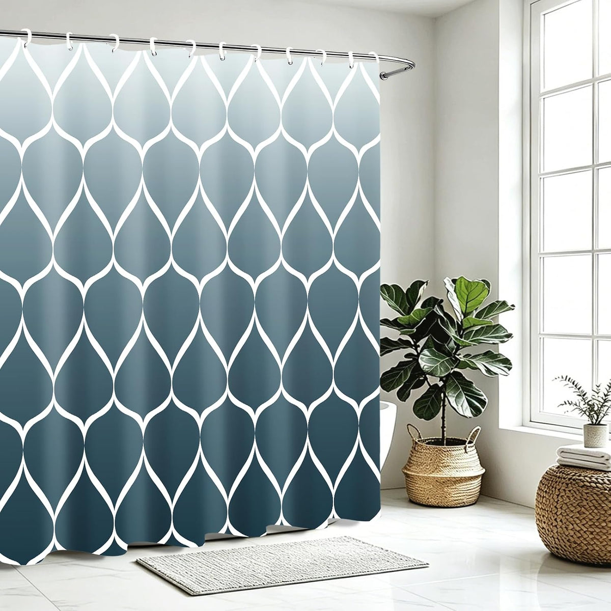 Grey Blend Geometric Shower Curtain for Bathroom, 72x72 Inch
