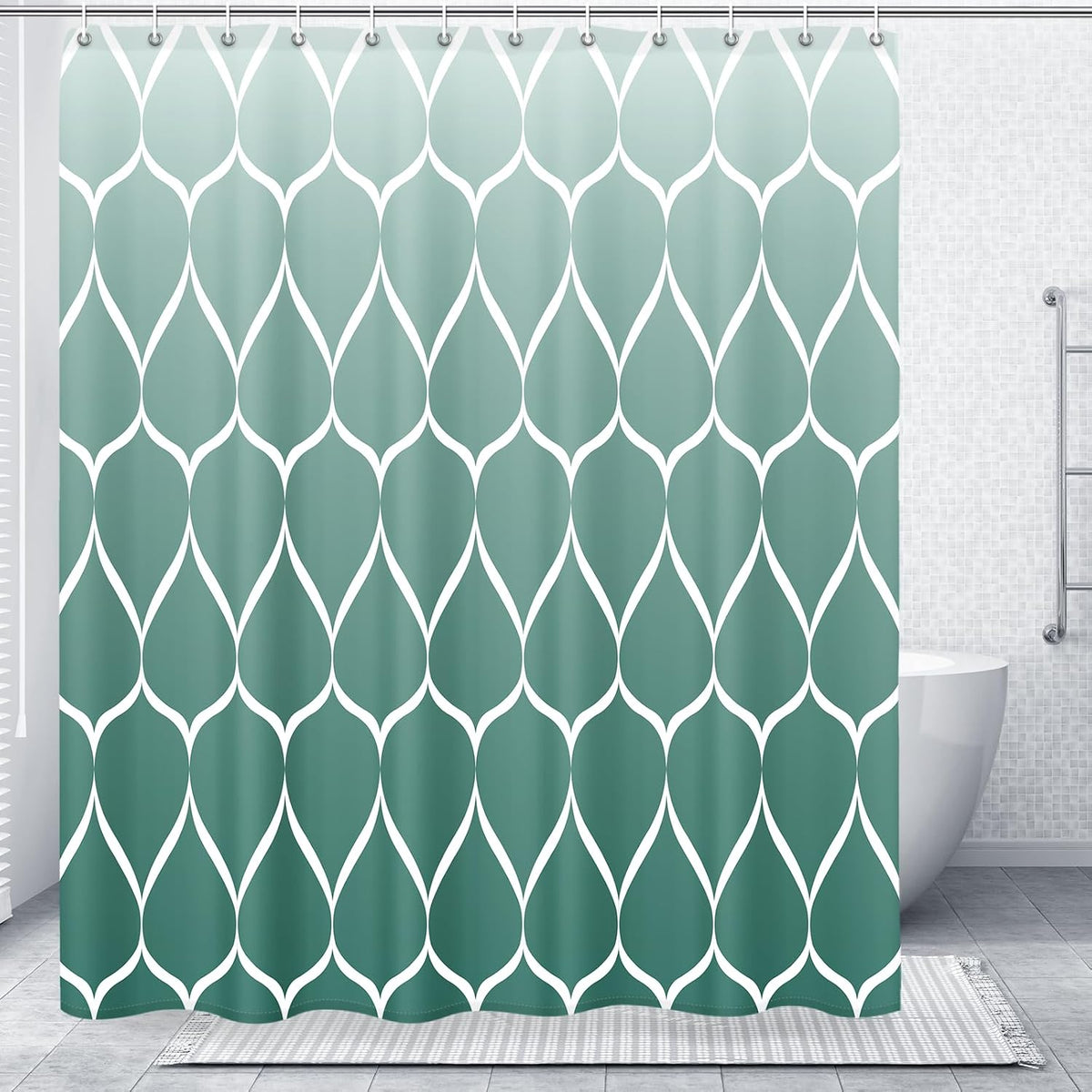 Grey Blend Geometric Shower Curtain for Bathroom, 72x72 Inch