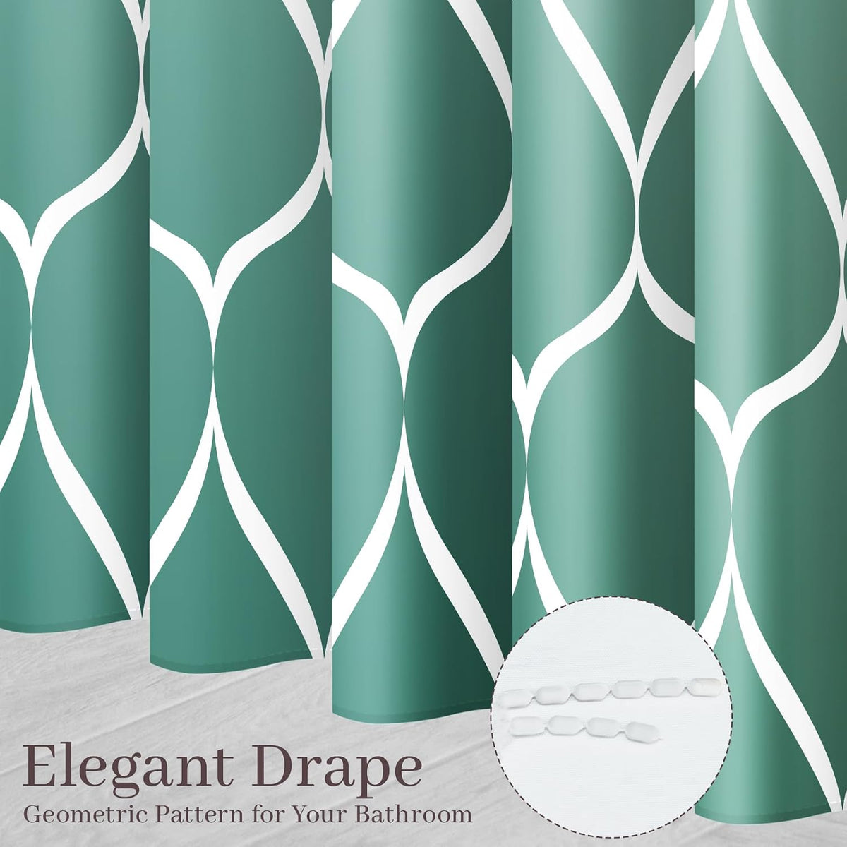 Grey Blend Geometric Shower Curtain for Bathroom, 72x72 Inch