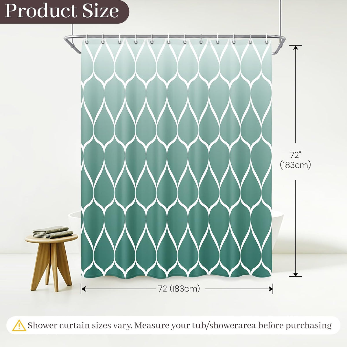 Grey Blend Geometric Shower Curtain for Bathroom, 72x72 Inch