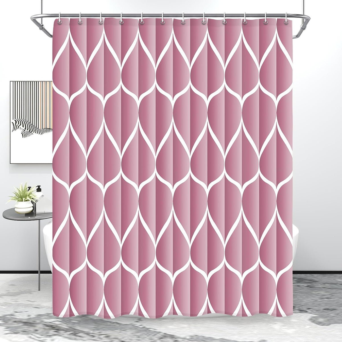 Grey Blend Geometric Shower Curtain for Bathroom, 72x72 Inch