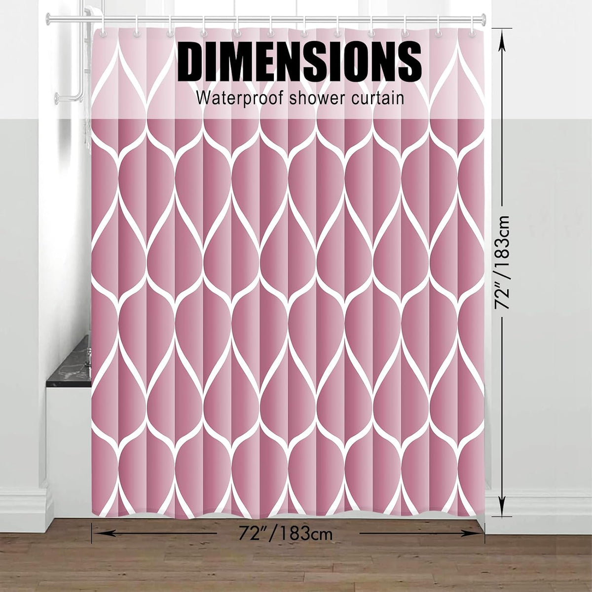 Grey Blend Geometric Shower Curtain for Bathroom, 72x72 Inch