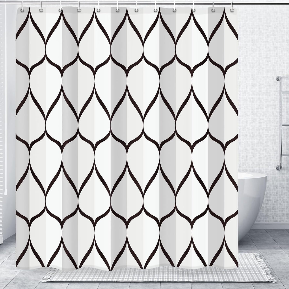 Grey Blend Geometric Shower Curtain for Bathroom, 72x72 Inch