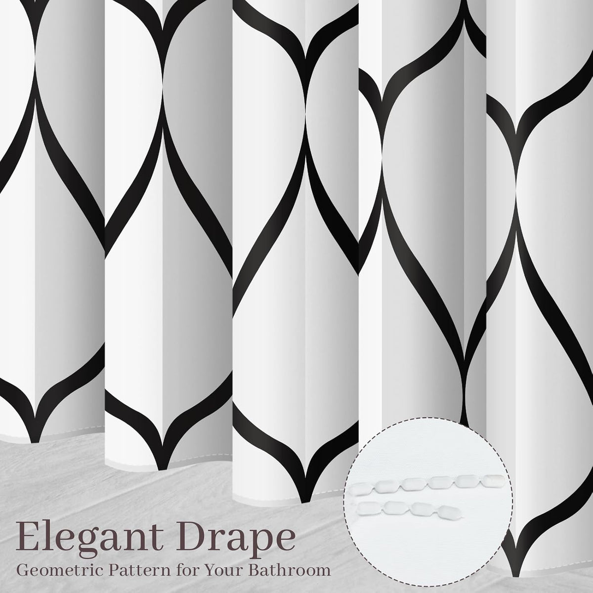 Grey Blend Geometric Shower Curtain for Bathroom, 72x72 Inch