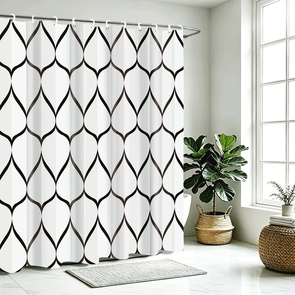 Grey Blend Geometric Shower Curtain for Bathroom, 72x72 Inch