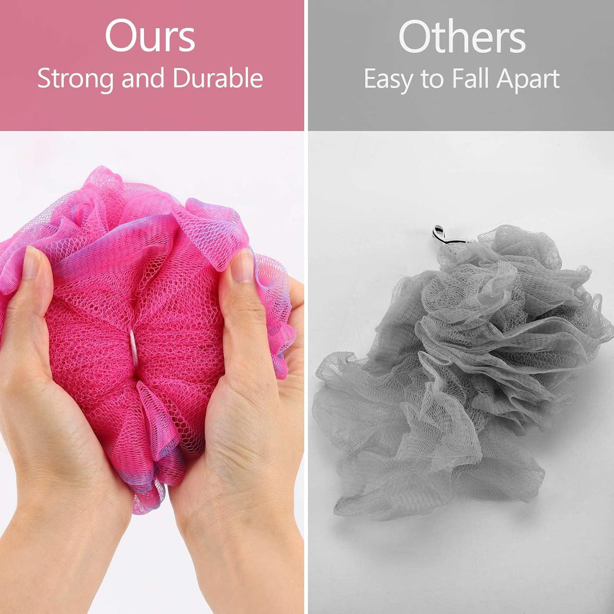 75g/Pc Large Loofahs Shower Sponge, Exfoliating Body Scrubber Shower Scrunchies Mesh Pouf Bath Sponges - Pack of 6