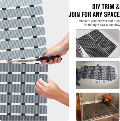 Bathtub Mat Non Slip, Shower Mat for Inside Shower, Suction Cups Design and Drain Holes, 27.5 X 15.7 Inch, Bathroom Essentials Safe, Easy to DIY Cut, Soft and Eco-Friendly Materials