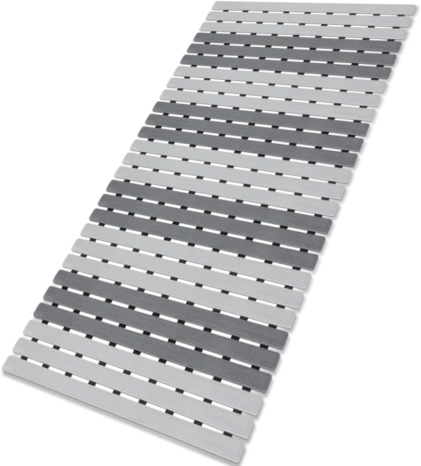 Bathtub Mat Non Slip, Shower Mat for Inside Shower, Suction Cups Design and Drain Holes, 27.5 X 15.7 Inch, Bathroom Essentials Safe, Easy to DIY Cut, Soft and Eco-Friendly Materials
