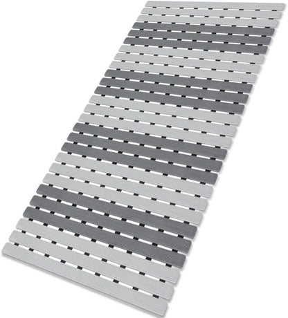 Bathtub Mat Non Slip, Shower Mat for Inside Shower, Suction Cups Design and Drain Holes, 27.5 X 15.7 Inch, Bathroom Essentials Safe, Easy to DIY Cut, Soft and Eco-Friendly Materials