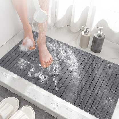 Bathtub Mat Non Slip, Shower Mat for Inside Shower, Suction Cups Design and Drain Holes, 27.5 X 15.7 Inch, Bathroom Essentials Safe, Easy to DIY Cut, Soft and Eco-Friendly Materials