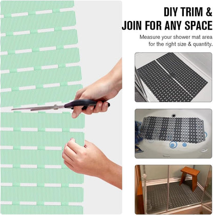 Bathtub Mat Non Slip, Shower Mat for Inside Shower, Suction Cups Design and Drain Holes, 27.5 X 15.7 Inch, Bathroom Essentials Safe, Easy to DIY Cut, Soft and Eco-Friendly Materials