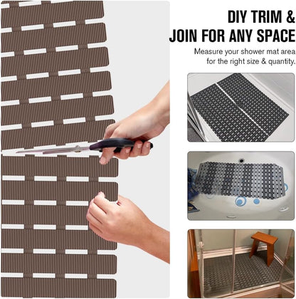 Bathtub Mat Non Slip, Shower Mat for Inside Shower, Suction Cups Design and Drain Holes, 27.5 X 15.7 Inch, Bathroom Essentials Safe, Easy to DIY Cut, Soft and Eco-Friendly Materials