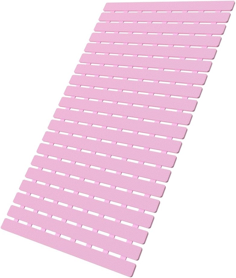 Bathtub Mat Non Slip, Shower Mat for Inside Shower, Suction Cups Design and Drain Holes, 27.5 X 15.7 Inch, Bathroom Essentials Safe, Easy to DIY Cut, Soft and Eco-Friendly Materials