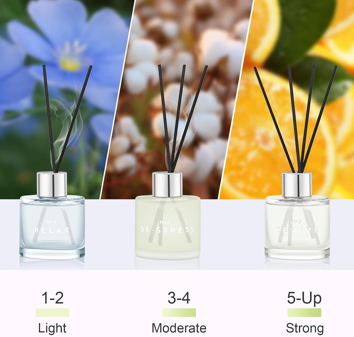 3 Pack Fragrance Reed Diffuser, 50ML Lavender Jasmine Lemongrass