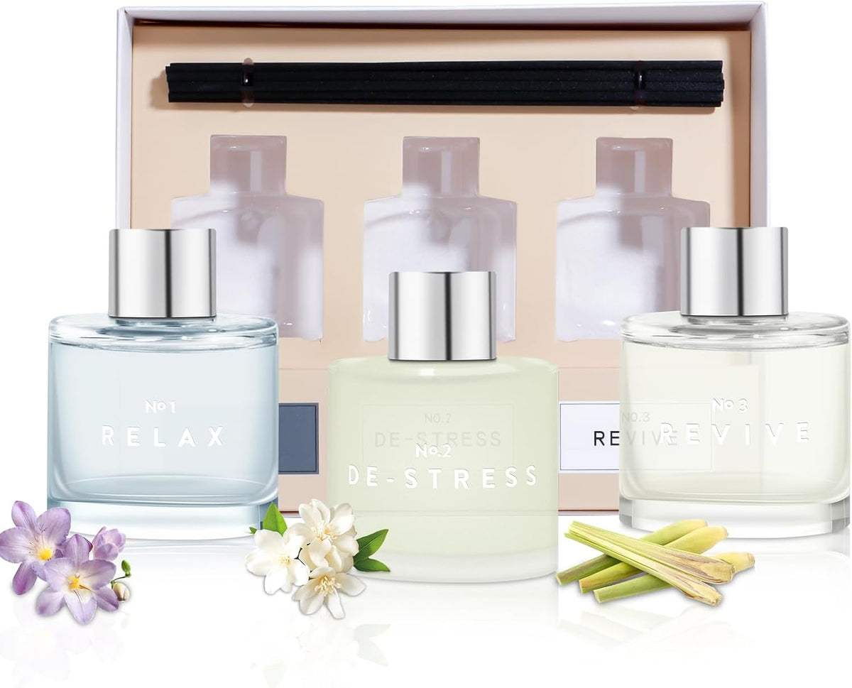 3 Pack Fragrance Reed Diffuser, 50ML Lavender Jasmine Lemongrass