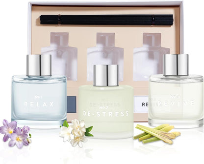 3 Pack Fragrance Reed Diffuser, 50ML Lavender Jasmine Lemongrass