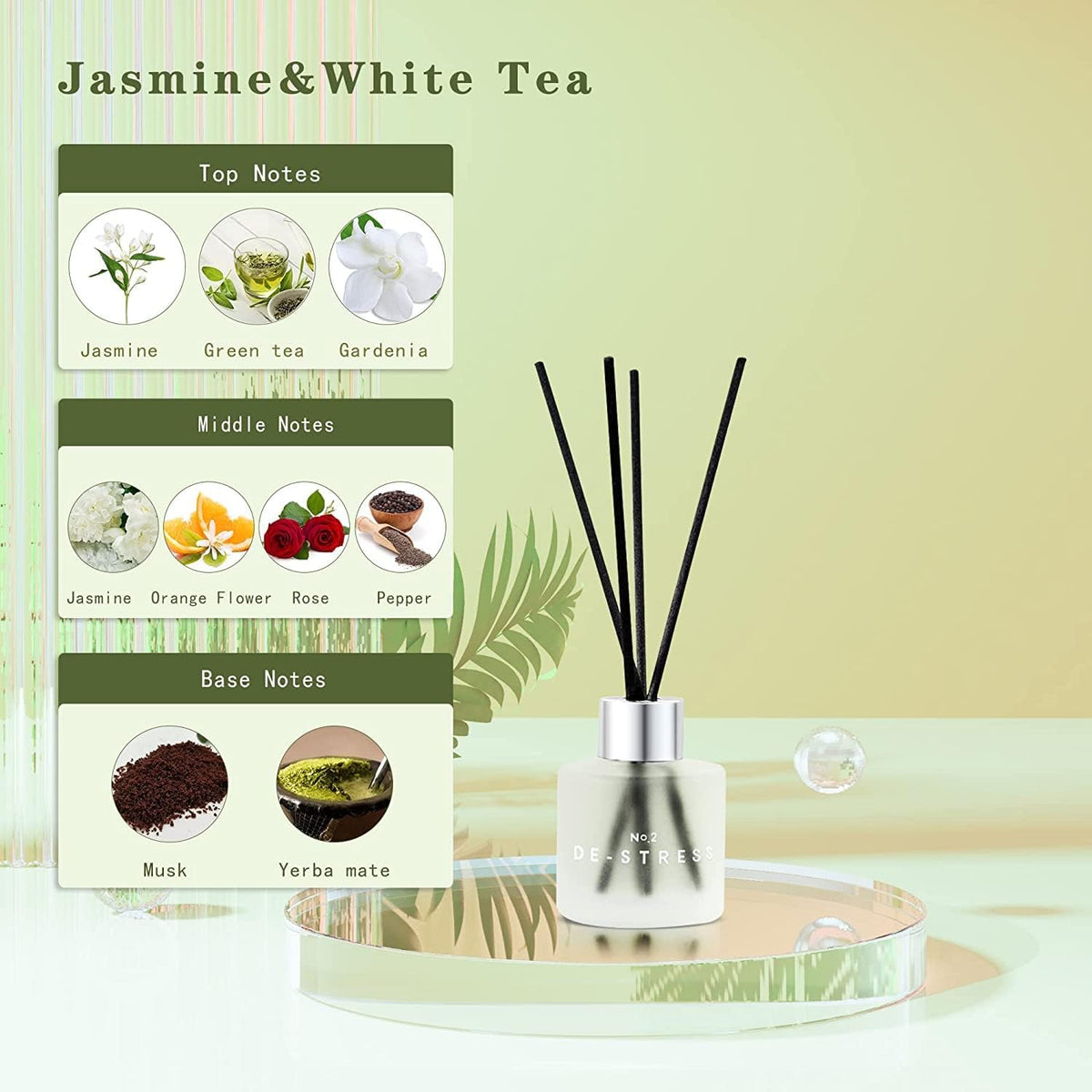 3 Pack Fragrance Reed Diffuser, 50ML Lavender Jasmine Lemongrass