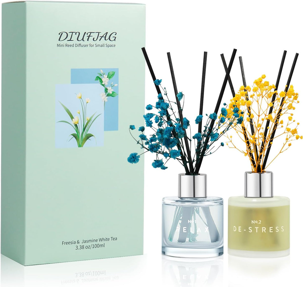 3 Pack Fragrance Reed Diffuser, 50ML Lavender Jasmine Lemongrass