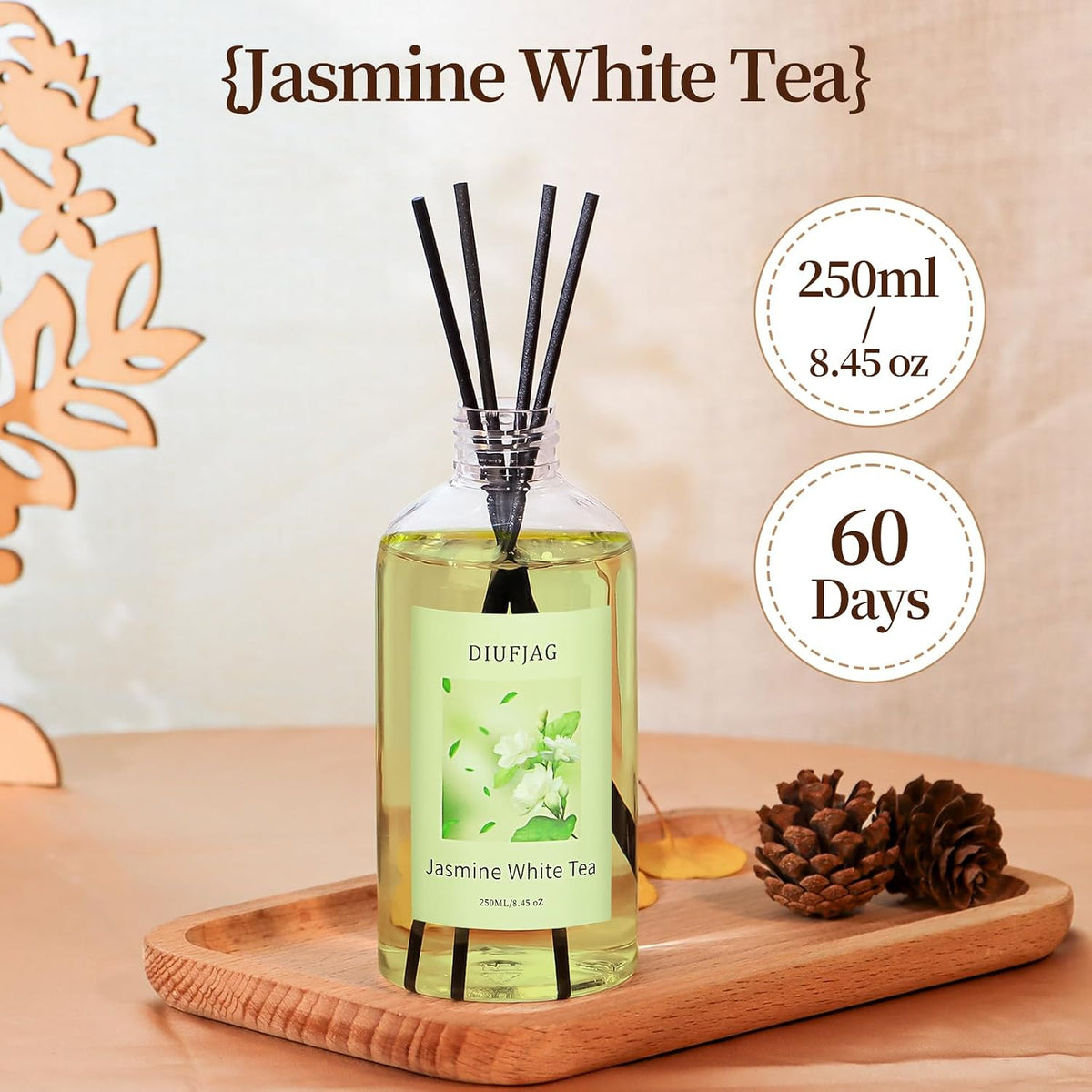 3 Pack Fragrance Reed Diffuser, 50ML Lavender Jasmine Lemongrass