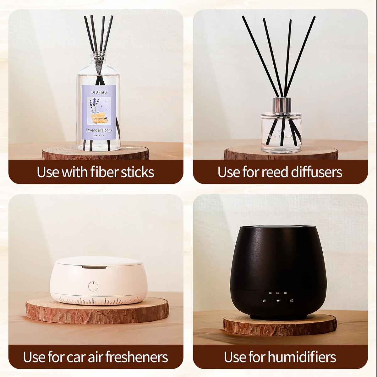 3 Pack Fragrance Reed Diffuser, 50ML Lavender Jasmine Lemongrass