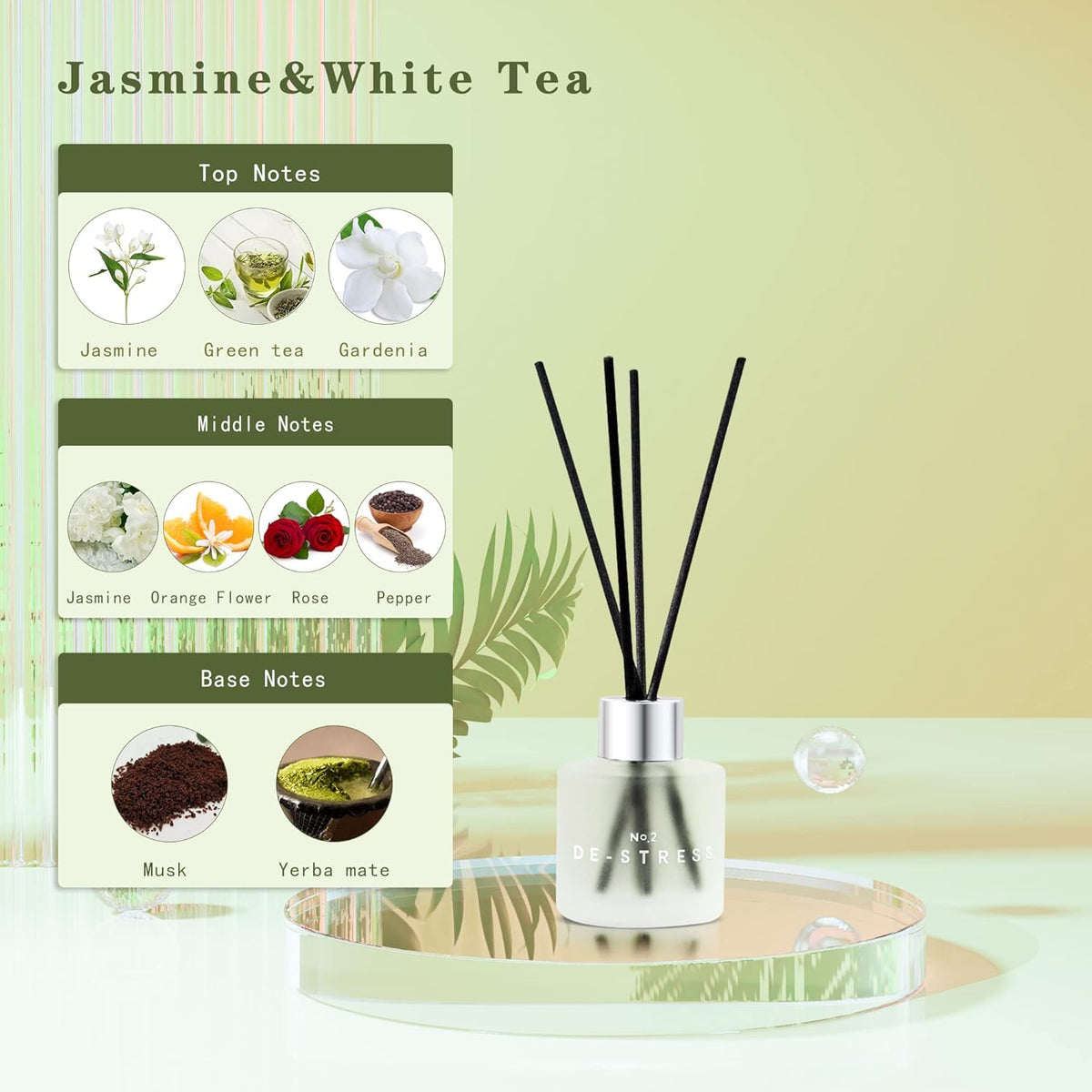 3 Pack Fragrance Reed Diffuser, 50ML Lavender Jasmine Lemongrass